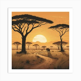 Sunset In The Savannah Art Print