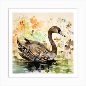 Swan In Water 1 Art Print