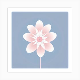 A White And Pink Flower In Minimalist Style Square Composition 373 Art Print