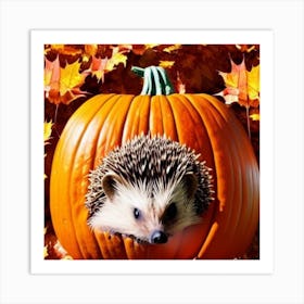 Hedgehog Pumpkin Art Print