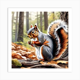 Squirrel In The Woods 59 Art Print