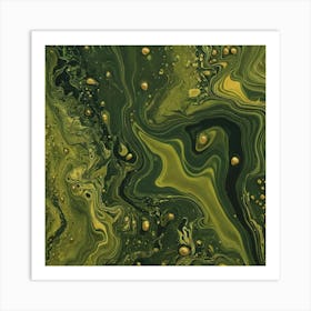 olive gold abstract wave art 2 Art Print