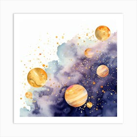 Watercolor Of Planets Art Print