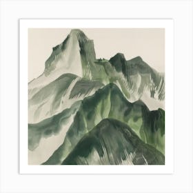 Japanese Watercolour Of Mount Kurai 6 Art Print