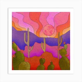Blooming Cacti Square Art Print