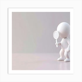 3d Character With Magnifying Glass Art Print