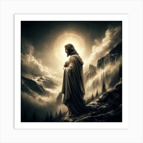 Jesus In The Mountains Art Print