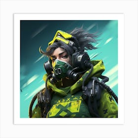 Portrait Of A Girl In A Gas Mask Art Print