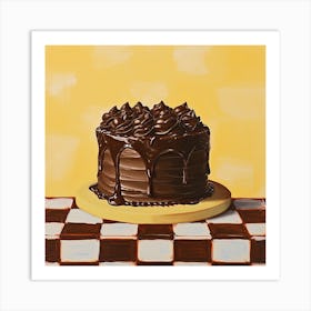 Chocolate Yellow Checkerboard 4 Art Print