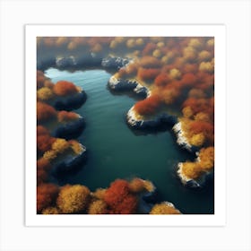 Autumn Trees In A Lake Art Print
