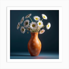 Daisy Flowers Vase Living Room (6) Art Print