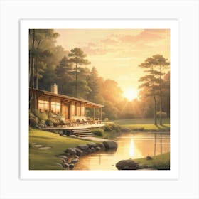 Sunset At The Cabin Art Print