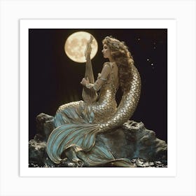 Stockcake Moonlit Mermaid Serenade 1718939504 Art Print
