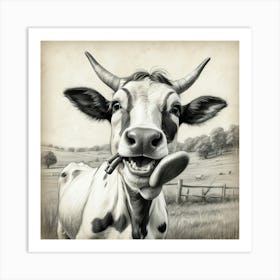 Cow With Its Tongue Out Art Print