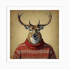 Deer In Sweater 2 Art Print