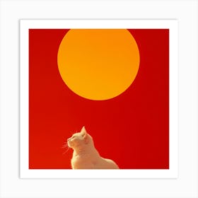 Cat In Front Of The Sun Art Print