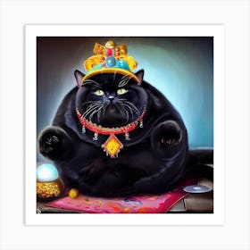 Black Cat With A Crown Art Print