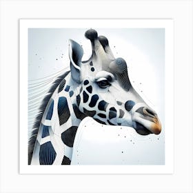 Giraffe Head - Abstract Line Art Illustration 33 Art Print