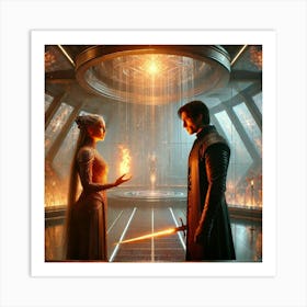 A Dramatic Sci Fi Scene Depicting An Emotional Con Art Print