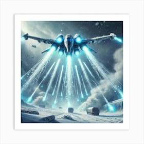 A Futuristic Sci Fi Depiction Of An Ice Barrage In Art Print