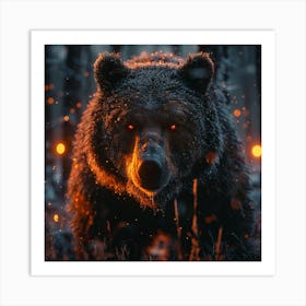 Dark Bear In The Forest Art Print