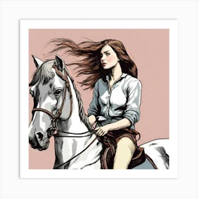 Girl Riding A Horse 3 Art Print