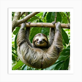 Sloth Mammal Slow Arboreal South America Rainforest Wildlife Tree Claws Sleepy Cute Lazy (1) Art Print