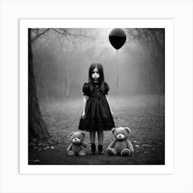 Little Girl With Teddy Bears 1 Art Print