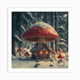 Red mushroom shaped like a hut 2 Art Print