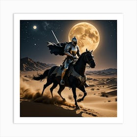 Knight On Horseback In The Desert 1 Art Print