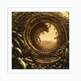 Coffee Beans In A Spiral Art Print
