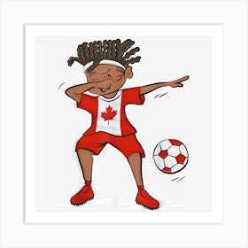 Dabbing Boy Canada Soccer Jersey Canadian Flag Art Print