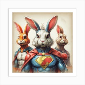 Super Rabbits Art Print