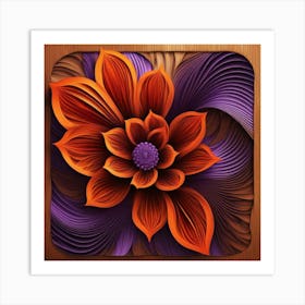 Flowers Wooden Table Art Print