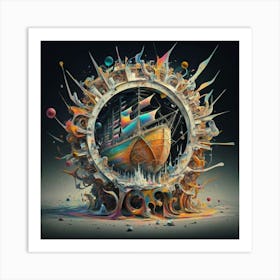 Ship In Space Art Print