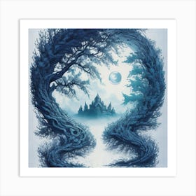 Twisted Trees Inside Lost Land Of Otherworldly Dreams Fan 1 Art Print