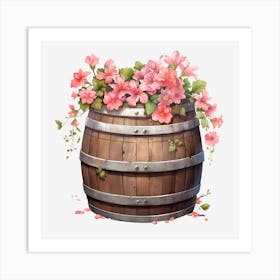 Flowers In A Barrel Art Print