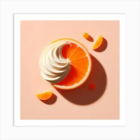 Orange Slice With Whipped Cream Art Print