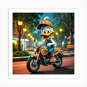 Donald Duck On A Motorcycle 8 Affiche