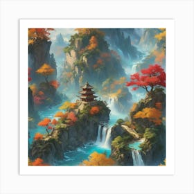 Asian Landscape art print paintings 1 Art Print