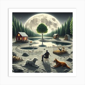 A man and his dogs on Mars Art Print