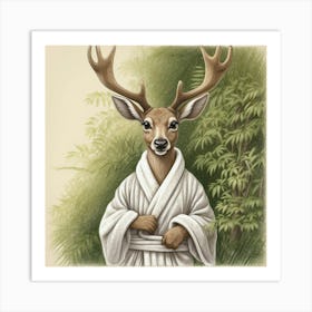 Deer In Robe 1 Art Print