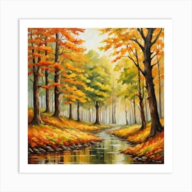 Forest In Autumn In Minimalist Style Square Composition 210 Art Print