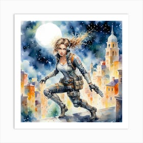 Girl With Guns Art Print