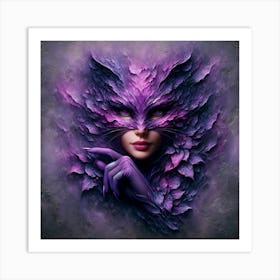 Purple Cat Woman Art Print