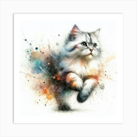 Cat Watercolour Art Print 4 Art Print