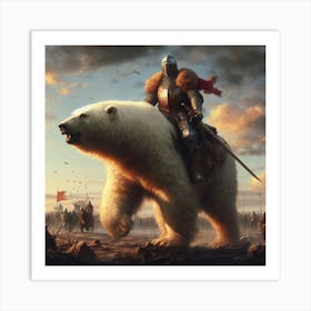 Knight on bear Art Print