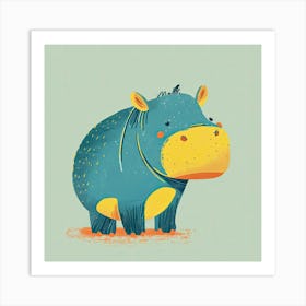 Charming Illustration Hippopotamus 2 Art Print