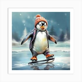 Penguin Skating 3 Art Print