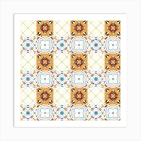 Azulejo - vector tiles, Portuguese tiles 4 Art Print